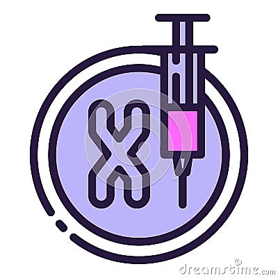 X syringe icon outline vector. Lab gene Vector Illustration