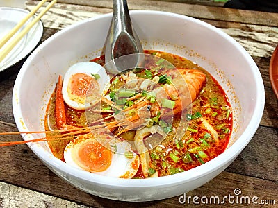TOM YUM KUNG Thai style noodle Stock Photo