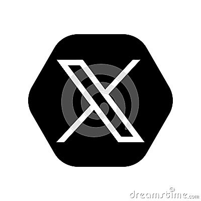 X twitter app vector icon on hexagon black background Editorial Stock Photo