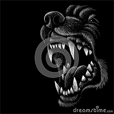 The Vector logo dog or wolf for tattoo or T-shirt design or outwear. Vector Illustration