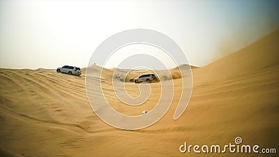 4x4 vehicle driving off road. Stock. Sand dune all-terrain car Stock Photo