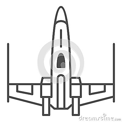 X wing x fighter thin line icon, star wars concept, x wing starfighter vector sign on white background, outline style Vector Illustration