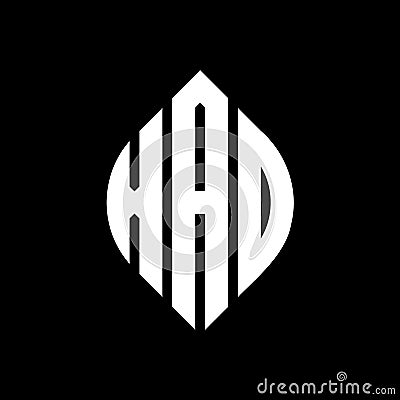 XAD circle letter logo design with circle and ellipse shape. XAD ellipse letters with typographic style. The three initials form a Vector Illustration