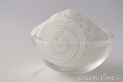 Xanthan gum - a white powder of plant origin for gluten free baking and cooking Stock Photo