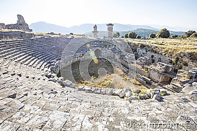 Xanthos Ancient City. Grave monument and the ruins of ancient city of Xanthos - Letoon Xantos, Xhantos, Xanths in Kas, Antalya/T Stock Photo