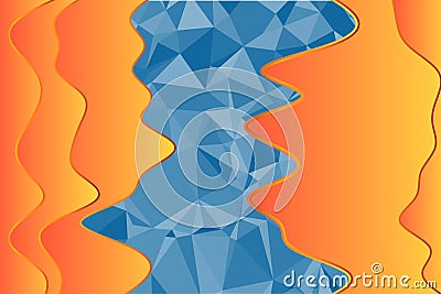 Abstract background composition of lowpoly texture and wave shapes. Vector Illustration