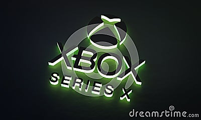 Xbox Series X Green Glow Logo on Dark Background Editorial Stock Photo