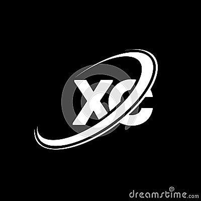 XC X C letter logo design. Initial letter XC linked circle uppercase monogram logo red and blue. XC logo, X C design. xc, x c Vector Illustration