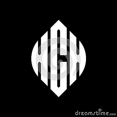 XCX circle letter logo design with circle and ellipse shape. XCX ellipse letters with typographic style. The three initials form a Vector Illustration