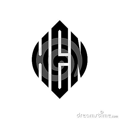 XEN circle letter logo design with circle and ellipse shape. XEN ellipse letters with typographic style. The three initials form a Vector Illustration