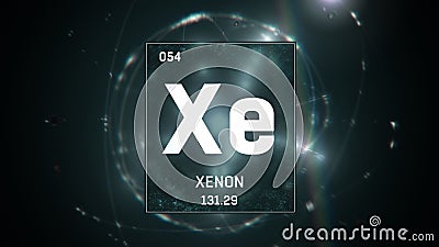Xenon as Element 54 of the Periodic Table 3D illustration on green background Cartoon Illustration