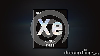 Xenon as Element 54 of the Periodic Table 3D illustration on grey background Cartoon Illustration