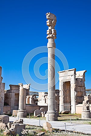 Xerxes Gate (of all nations) in Persepolis Stock Photo