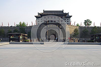 Xi `an city wall and city scenery Editorial Stock Photo