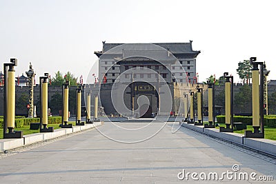 Xi `an city wall and city scenery Editorial Stock Photo