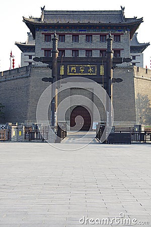 Xi `an city wall and city scenery Editorial Stock Photo