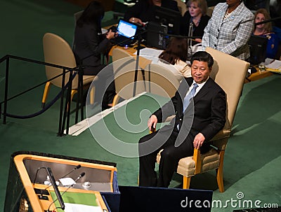 Xi Jinping on 70th session of the UN General Assembly Editorial Stock Photo