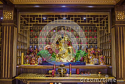 XI'AN, CHINA - AUGUST 3, 2018: Interior of the Temple of the Eight Immortals Ba Xi'an An in Xi'an, Chi Stock Photo
