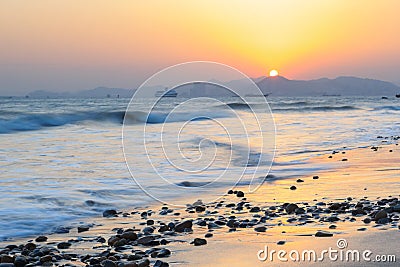 Xiamen Huandao Road Seascape Sunset Stock Photo