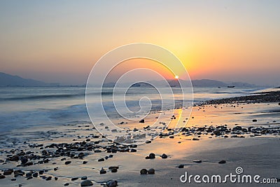 Xiamen Huandao Road Seascape Sunset Stock Photo