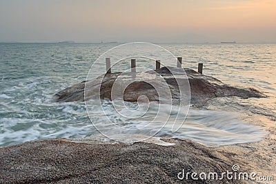 Xiamen Huandao Road Seascape Sunset Stock Photo