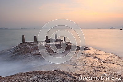 Xiamen Huandao Road Seascape Sunset Stock Photo