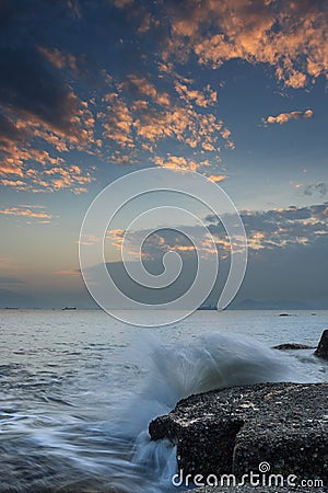 Xiamen Huandao Road Seascape Sunset Stock Photo