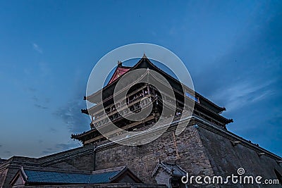 Xian Bell Tower lit at night Editorial Stock Photo