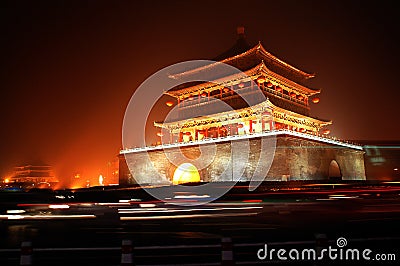 Xian Bell Tower night scenes Stock Photo