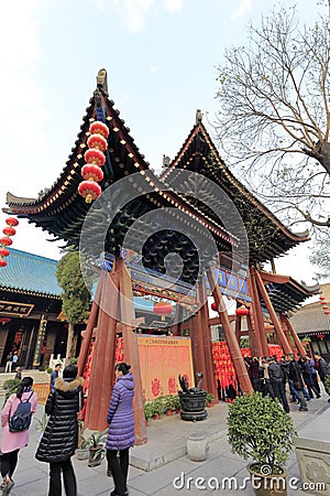 Decorated archway of xian chenghuangmiao temple, adobe rgb Editorial Stock Photo