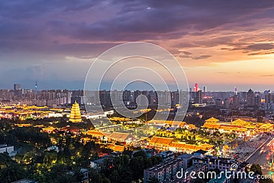 Xian cityscape of big wild goose pagoda Stock Photo
