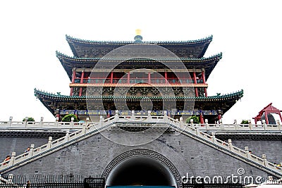 Xian Drum and Bell Tower Editorial Stock Photo