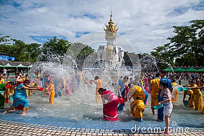 Xiaoganlanba Xishuangbanna Dai Park Plaza splash splashing Carnival Editorial Stock Photo