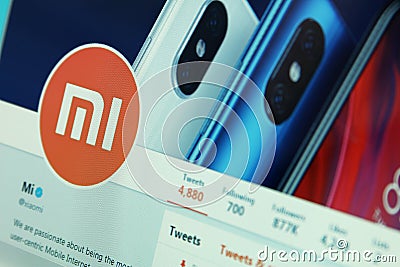 Xiaomi company on twitter Editorial Stock Photo