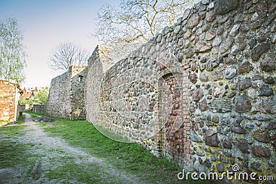 The XIII century defensive wall Stock Photo