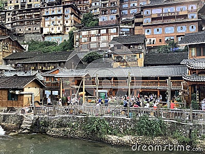 Xijiang Qianhu Miao Village is a Miao ethnic village in China Editorial Stock Photo