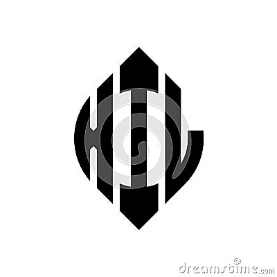 XIL circle letter logo design with circle and ellipse shape. XIL ellipse letters with typographic style. The three initials form a Vector Illustration