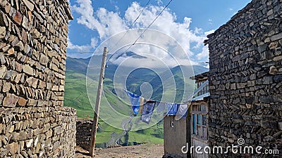 Xinaliq, an ancient village on the UNESCO list in the Azerbaijani part of the Caucasus, inhabited by the descendants of Noah Stock Photo