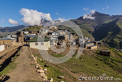 XINALIQ, AZERBAIJAN - JUNE 14, 2018: View of Xinaliq Khinalug village, Azerbaij Stock Photo