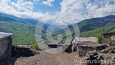 Xinaliq, an ancient village on the UNESCO list in the Azerbaijani part of the Caucasus, inhabited by the descendants of Noah Stock Photo