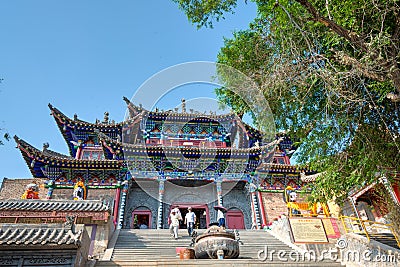 South Mountain Temple(Nanshan si). a famous landmark in the Ancient city of Xining, Qinghai, China. Editorial Stock Photo