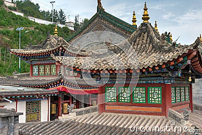 Kumbum Monastery. a famous landmark in the Ancient city of Xining, Qinghai, China. Stock Photo