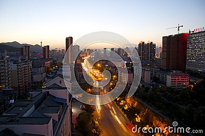 Xining At Dusk Editorial Stock Photo