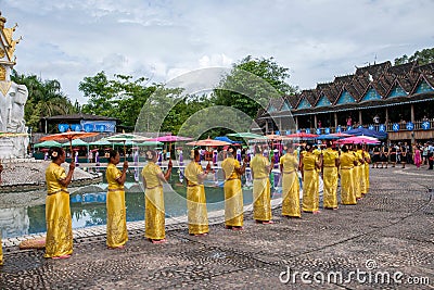Xishuangbanna Dai Park Xiaoganlanba on splashing square dancers (God) who Editorial Stock Photo