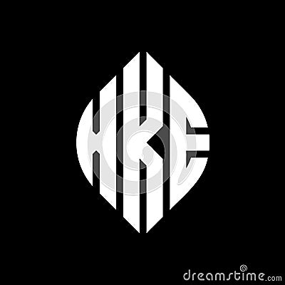 XKE circle letter logo design with circle and ellipse shape. XKE ellipse letters with typographic style. The three initials form a Vector Illustration