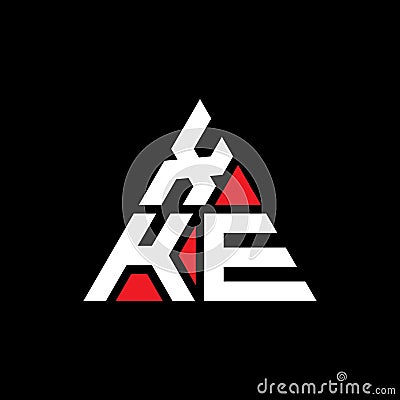 XKE triangle letter logo design with triangle shape. XKE triangle logo design monogram. XKE triangle vector logo template with red Vector Illustration