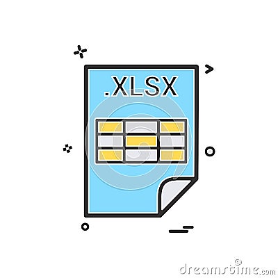 XLSX application download file files format icon vector design Vector Illustration