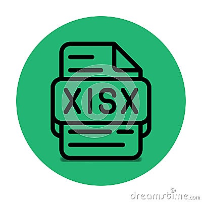 Xlsx file type icon. files and document format extension. with an outline style design and a turquoise green background Vector Illustration
