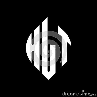 XLT circle letter logo design with circle and ellipse shape. XLT ellipse letters with typographic style. The three initials form a Vector Illustration