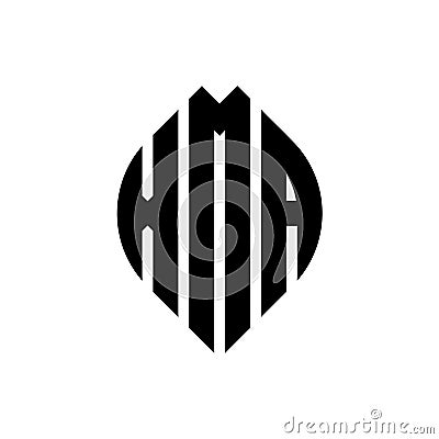 XMA circle letter logo design with circle and ellipse shape. XMA ellipse letters with typographic style. The three initials form a Vector Illustration